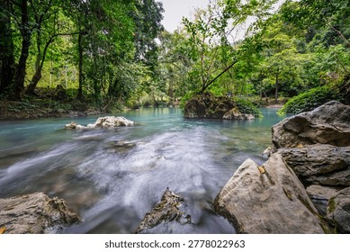 Clear Stream Flowing Through Forest in Pac Bo Vietnam