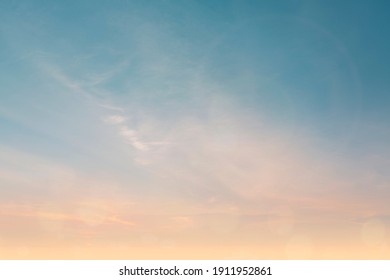Clear sunset morning clear sky orange gloomy texture background vintage landscape calm gradient horizon pale, Clean sunset gloomy pastel light, sunshine peaceful beach fade mint color blue teal orange