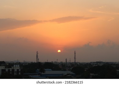 Clear Sunset With Single Cloud Orange Sky