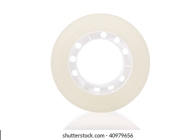 Clear Tape Roll Isolated On A White Background