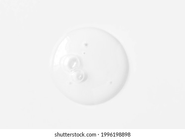 Clear transparent circle spot with bubbles beauty cosmetic product texture isolated on white background - Shutterstock ID 1996198898