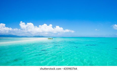 Clear Tropical Water And Coral Cay Beach, Yaeyama Islands, Okinawa, Japan