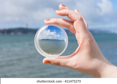 Clear View Through Contact Lense At Seaside