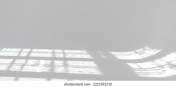 Clear White Cyclorama. Light Background With Sun Light And Shadows. Plain Wall Empty Photo Studio. . High Quality Photo