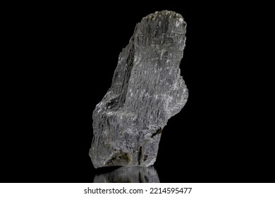 Clear White Gypsum Crystal On Black Background