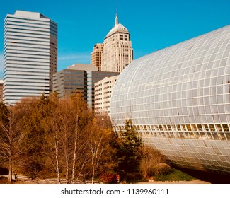 A Clear Winter Day Overlooking Downtown Oklahoma City Near The Botanical Gardens.