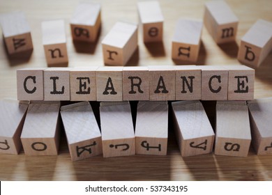 Clearance Word In Wooden Cube - Shutterstock ID 537343195