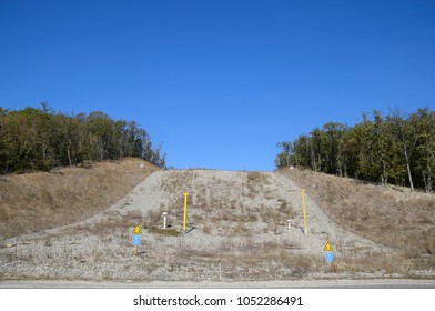 A Clearing In The Forest For The Gas Pipeline. Underground Gas Pipeline.