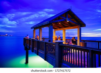 Clearwater, FL / USA - 01 17 2016: Florida Tampa  Bay Beach Night Landscape 