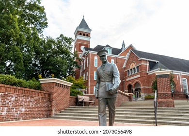 Clemson, SC - September 17, 2021: Military Officer Statue At Military Heritage Plaza On The Clemson University Campus