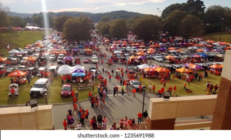 Clemson, SC / USA - October 19 2013: Fans Tailgate Outside Of Clemson Stadium Before A Football Game