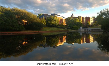 Clemson University Building Reflection At Dawn