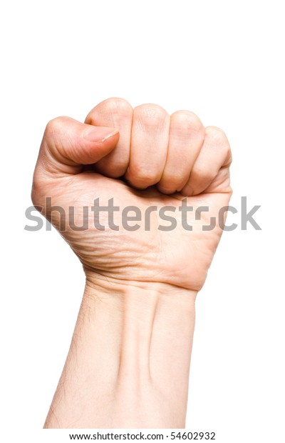 Clenched Fist Closeup Isolated Over White Stock Photo (Edit Now) 54602932