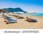 Cleopatra beach with nice sand and blue sea. Alanya, Antalya, Turkey.