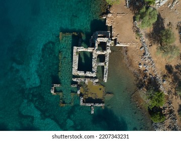 Cleopatra Hammam Bay Drone Photo, Gocek Islands Fethiye, Mugla Turkey