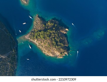 Cleopatra Hammam Bay Drone Photo, Gocek Islands Fethiye, Mugla Turkey