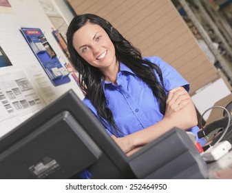 A Clerk Portrait In Home Appliance Shop Supermarket Store