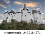 Clervaux, Luxembourg. 18 february 2024. Clervaux Castle is perched on the slopes of a rocky promontory above the city. Destroyed by the fire in the Second World War but rebuilt.