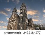 Clervaux, Luxembourg. 18 february 2024. The parish church of Clervaux. Church of Saints Cosmas and Damian