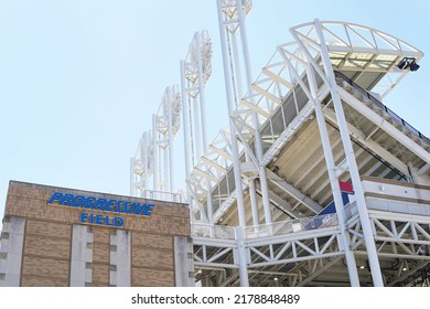 Cleveland, OH - June 28, 2022 - The outside of Progressive Field, home to the Major League Baseball Cleveland Guardians, formerly the Cleveland Indians.
