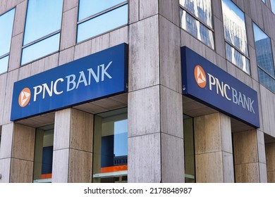Cleveland, OH - June 28, 2022: A branch of financial bank PNC Bank in downtown Cleveland, Ohio.