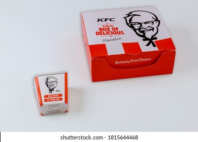 CLEVELAND OH US 15 SEPTEMBER 2020: KFC Popular Fast Food Restaurant Now Featured Menu The Box