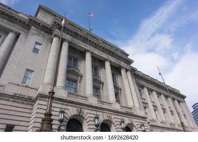 Cleveland, OH, USA, 2019-01-26: Exterior Of City Hall On Sunny Day