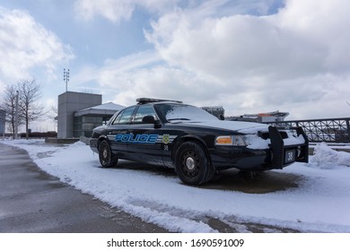 Cleveland, OH, USA, 2019-01-26: Cleveland Police Car Covered In Snow