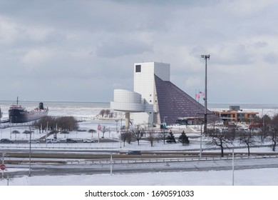 Cleveland, OH, USA, 2019-01-26: Rock And Roll Hall Of Fame In Winter Time