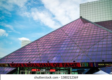 Cleveland, OH, USA - July 14, 2018: A Rock And Roll Hall Of Fame Exhibit