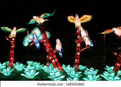 Cleveland, Ohio August 4, 2019: 
Asian Lantern Festival On Display At The Cleveland Metroparks Zoo.