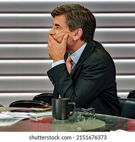 CLEVELAND, OHIO - JULY 18, 2016
ABC's News Anchor George Stephanopoulos On The Set This Morning From The Republican National Convention At The Quicken Sports Arena 