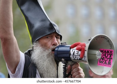 CLEVELAND - OHIO - JULY 21 2016: Thousands Of Delegates, Activists, Spectators & Law Enforcement From All Over The US Descended Onto Cleveland For The Republican National Convention. Vermin Supreme