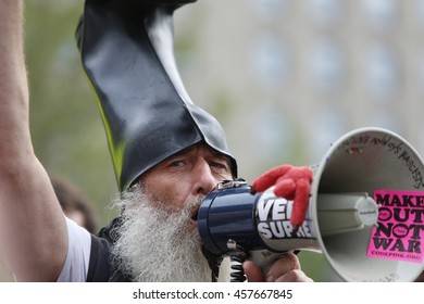 CLEVELAND - OHIO - JULY 21 2016: Thousands Of Delegates, Activists, Spectators & Law Enforcement From All Over The US Descended Onto Cleveland For The Republican National Convention. Vermin Supreme