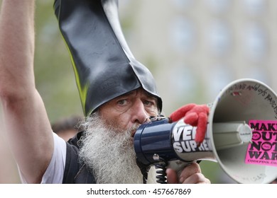 CLEVELAND - OHIO - JULY 21 2016: Thousands Of Delegates, Activists, Spectators & Law Enforcement From All Over The US Descended Onto Cleveland For The Republican National Convention. Vermin Supreme