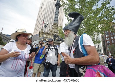 CLEVELAND - OHIO - JULY 21 2016: Thousands Of Delegates, Activists, Spectators & Law Enforcement From All Over The US Descended Onto Cleveland For The Republican National Convention. Vermin Supreme