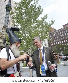 CLEVELAND - OHIO - JULY 21 2016: Thousands Of Delegates, Activists, Spectators & Law Enforcement From All Over The US Descended Onto Cleveland For The Republican National Convention. Vermin Supreme