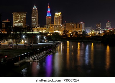 Cleveland Ohio Skyline At Night