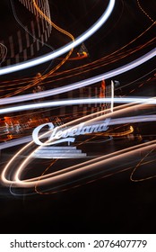 Cleveland Ohio Skyline At Night At Voinovich Park