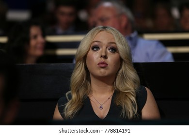 Cleveland, Ohio, USA, 18th July, 2016
Tiffany Trump Younger Daughter Of Donald Trump Sits In The Family Box At The Republican National Convention