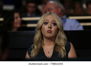 Cleveland, Ohio, USA, 18th July, 2016
Tiffany Trump Younger Daughter Of Donald Trump Sits In The Family Box At The Republican National Convention