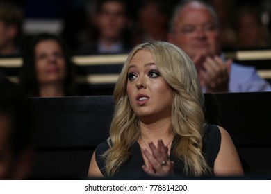 Cleveland, Ohio, USA, 18th July, 2016
Tiffany Trump Younger Daughter Of Donald Trump Sits In The Family Box At The Republican National Convention