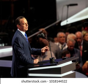 Cleveland, Ohio, USA, 21th July, 2016
Reince Preibus Chairman Of The Republican National Party Addresses The National Convention On The Final Day From The Podium Of The Quicken Loans Arena