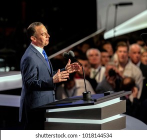 Cleveland, Ohio, USA, 21th July, 2016
Reince Preibus Chairman Of The Republican National Party Addresses The National Convention On The Final Day From The Podium Of The Quicken Loans Arena