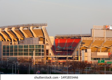 Cleveland, Ohio, USA - Close View Of Cleveland Browns Stadium At Sunset.