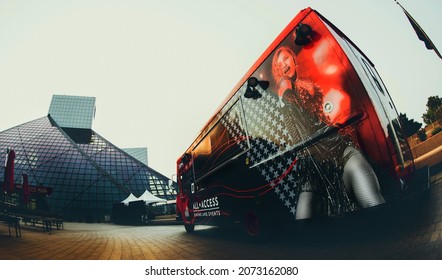 Cleveland, Ohio, USA - July 19, 2021: Rock And Roll Hall Of Fame Entrance.  