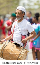 Cleveland, Ohio, USA - June 8, 2019: Parade The Circle, African American Man Playing The Drums During The Parade