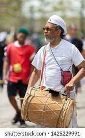 Cleveland, Ohio, USA - June 8, 2019: Parade The Circle, African American Man Playing The Drums During The Parade