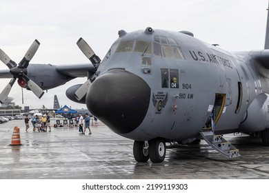 CLEVELAND, OHIO  USA - September 4, 2022: A C-130 Hercules Owned By Ohio State Highway Patrol Sits On Static Display At The 2022 Cleveland Air Show.