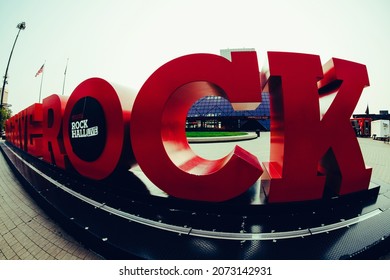 Cleveland, OhioUSA - July 19, 2021: Rock And Roll Hall Of Fame Entrance.  